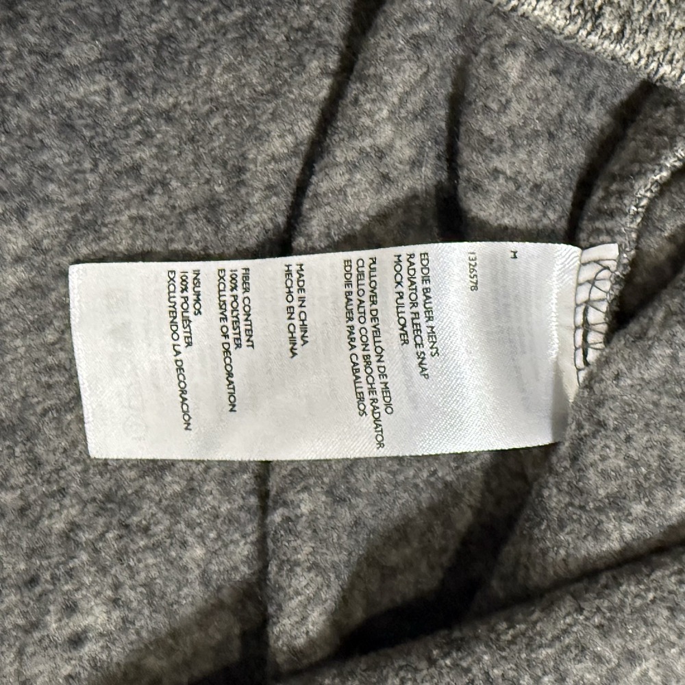 Eddie Bauer Men's Medium Snap-Front Radiator Fleece Sweater Charcoal‎ - Picture 6 of 7